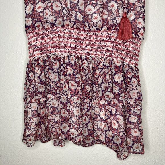 Women’s XS Dress Rebecca Minkoff Mini Pebble Floral Smocked Drop-Waist Knee High - Picture 10 of 12